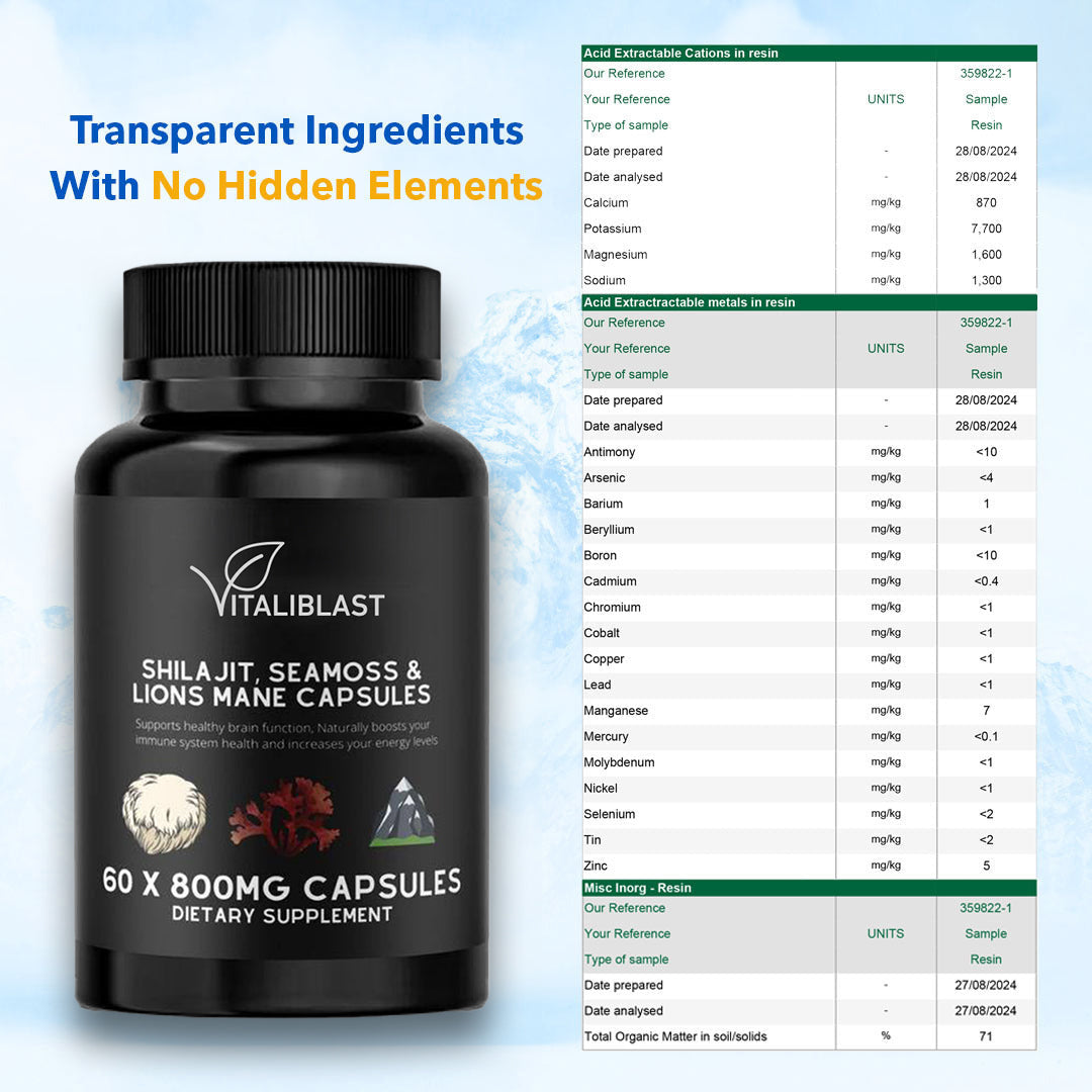 Vitali Blast® - SHILAJIT, SEA MOSS, LION'S MANE CAPSULES