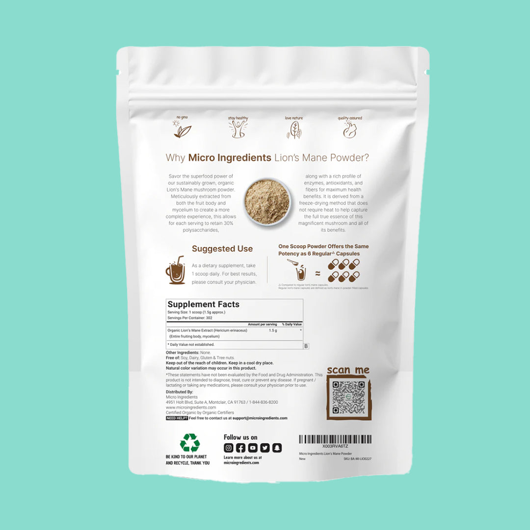 Organic Lions Mane Mushroom Supplement Powder